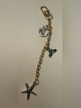 Gold Chain Charm with Silver Nautical Charms